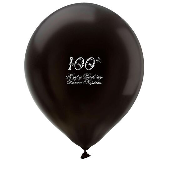 Elegant 100th Scroll Latex Balloons